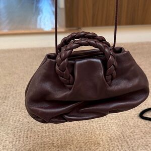 Braided Handle Mini Shoulder Bag in Deep burgundy